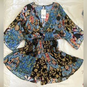 Blue Zara Floral Romper